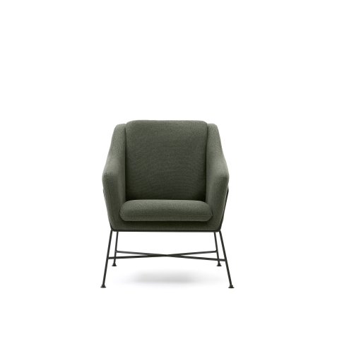 Fauteuil Brida vert et pieds en acier avec finition noire