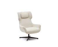 Zalina swivel armchair in white shearling and steel with black finish