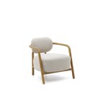 Fauteuil Melqui beige en bois de chêne avec finition naturelle