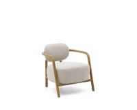 Beige Melqui-fauteuil in massief eikenhout met natuurlijke afwerking