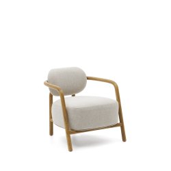Fauteuil Melqui beige en bois de chêne avec finition naturelle