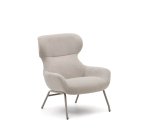 Fauteuil Belina en chenille beige et acier avec finition blanche
