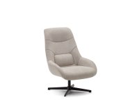 Celida-draaistoel van beige chenille en staal met zwarte afwerking