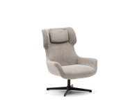 DE_Fauteuil giratoire avec accoudoirs Zalina en chenille beige et acier avec finition noire