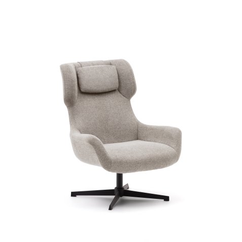 Fauteuil giratoire avec accoudoirs Zalina en bouclette pieds acier