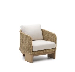 Fauteuil Xoriguer van synthetisch rotan en massief eucalyptushout