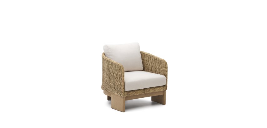 Fauteuil Xoriguer en rotin synthétique et bois d’eucalyptus