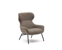 Belina chenille armchair in light brown and steel with black finish