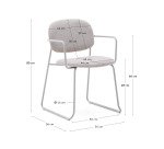 Chair Meli in beige chenille and beige metal structure