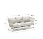 Saconca outdoor 3-seater sofa in rope cord and grey galvanised steel 189cm
