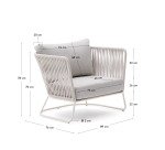 Saconca outdoor armchair in rope cord and grey galvanised steel