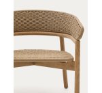 Fauteuil Arinella en bois d’acacia avec finition ton naturel et corde beige