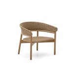Fauteuil Arinella en bois d’acacia avec finition ton naturel et corde beige