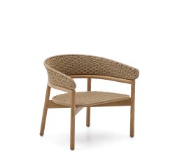 Fauteuil Arinella en bois d’acacia avec finition ton naturel et corde beige