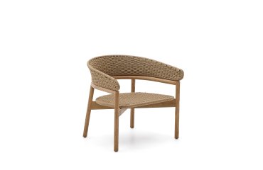Fauteuil Arinella en bois d’acacia avec finition ton naturel et corde beige