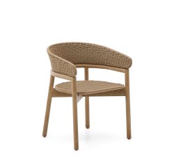 Chair Arinella in acacia wood with natural tone finish and beige rope