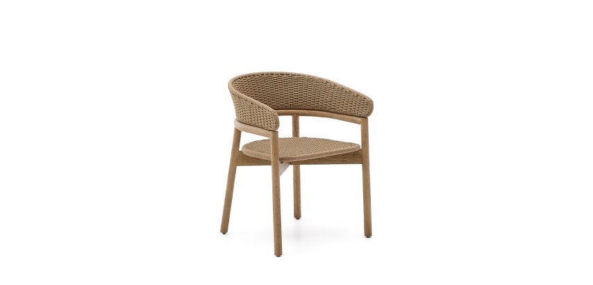 Chair Arinella in acacia wood with natural tone finish and beige rope