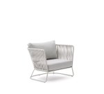 Saconca outdoor armchair in rope cord and grey galvanised steel
