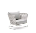 Saconca outdoor armchair in rope cord and grey galvanised steel