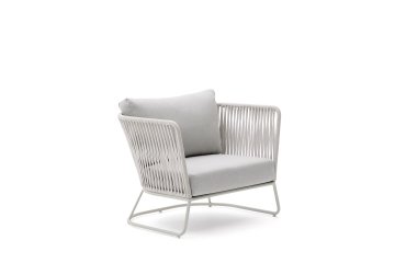 Saconca outdoor armchair in rope cord and grey galvanised steel