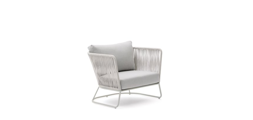 Saconca outdoor armchair in rope cord and grey galvanised steel