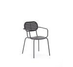 DE_Chaise d’extérieur empilable avec accoudoirs Brai en acier galvanisé gris foncé
