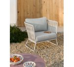 Saconca outdoor armchair in rope cord and grey galvanised steel