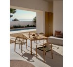 Chaise empilable Nina en bois d’acacia et corde verte FSC 100 %