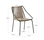 Zivia outdoor chair in ecru rope cord and green galvanised steel