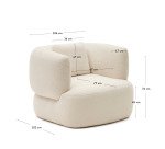 Fauteuil Martina en bouclette écru avec coussin