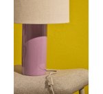 Lampe de table Toneric en céramique avec finition lilas et coton
