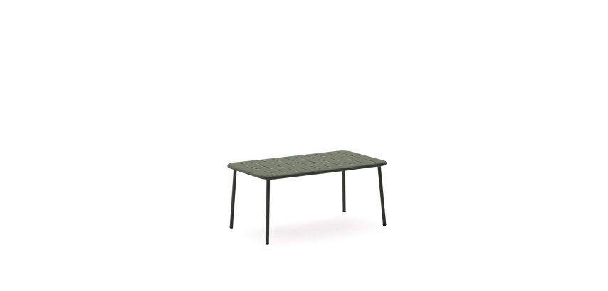 Zivia outdoor coffee table in green galvanised steel 90 x 50cm