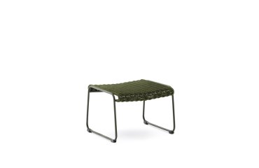 Maurina footrest in green galvanised steel and green rope cord 58 x 52.5cm