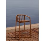 Tabouret d’extérieur Turqueta en bois de teck hauteur 65 cm