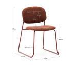 Chaise empilable Meli en chenille terracota et pieds en métal terracota