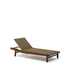 Lettino Itani in legno d'acacia massiccio e rattan sintetico FSC 100%