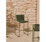 Tabouret empilable Maurina en acier galvanisé vert avec corde verte 74,5 cm