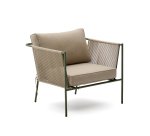 Fauteuil d’extérieur Zivia en corde écrue et acier galvanisé vert