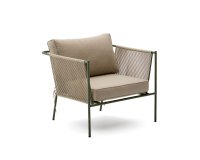 Fauteuil d’extérieur Zivia en corde écrue et acier galvanisé vert