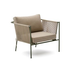 Poltrona da esterno Zivia in corda ecrù e acciaio zincato verde