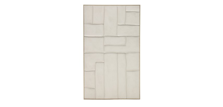 Klis white linen picture with geometric shapes, 120 x 200 cm
