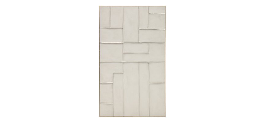 Tableau Klis en lin avec formes géométriques blanc 120 x 200 cm