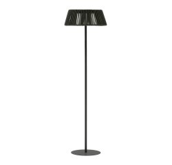 Lampadaire solaire d’extérieur Aldet en corde chinée noir et vert et pied en métal noir Ø 46 cm