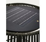 Lampadaire solaire d’extérieur Aldet en corde chinée noir et vert et pied en métal noir Ø 46 cm