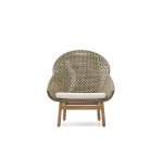 Fauteuil Olbia avec dossier haut en rotin synthétique et bois de teck