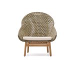 Fauteuil Olbia avec dossier haut en rotin synthétique et bois de teck