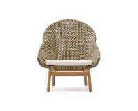 Fauteuil Olbia avec dossier haut en rotin synthétique et bois de teck