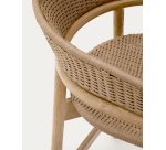 Tabouret Arinella en bois d’acacia, finition ton naturel et corde beige 65 cm