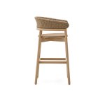 Tabouret Arinella en bois d’acacia, finition ton naturel et corde beige 75cm