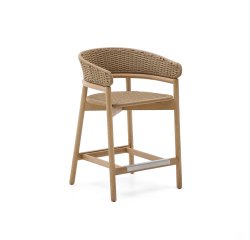 Tabouret Arinella en bois d’acacia, finition ton naturel et corde beige 65 cm